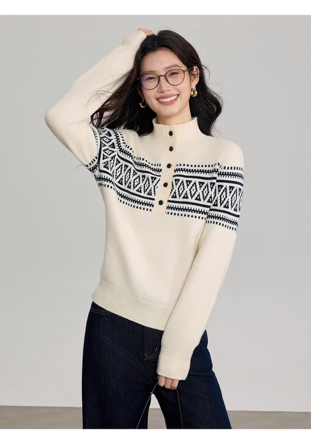 한 부서 느긋한 바람 배색 다용도 긴팔 니트 스웨터 가을 겨울철 고급 센스 착용 가져 가라. 부드러운 찹쌀 연령 감소 스웨터 상세 이미지 8