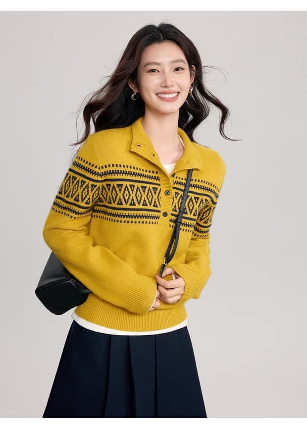 한 부서 느긋한 바람 배색 다용도 긴팔 니트 스웨터 가을 겨울철 고급 센스 착용 가져 가라. 부드러운 찹쌀 연령 감소 스웨터 상세 이미지 17