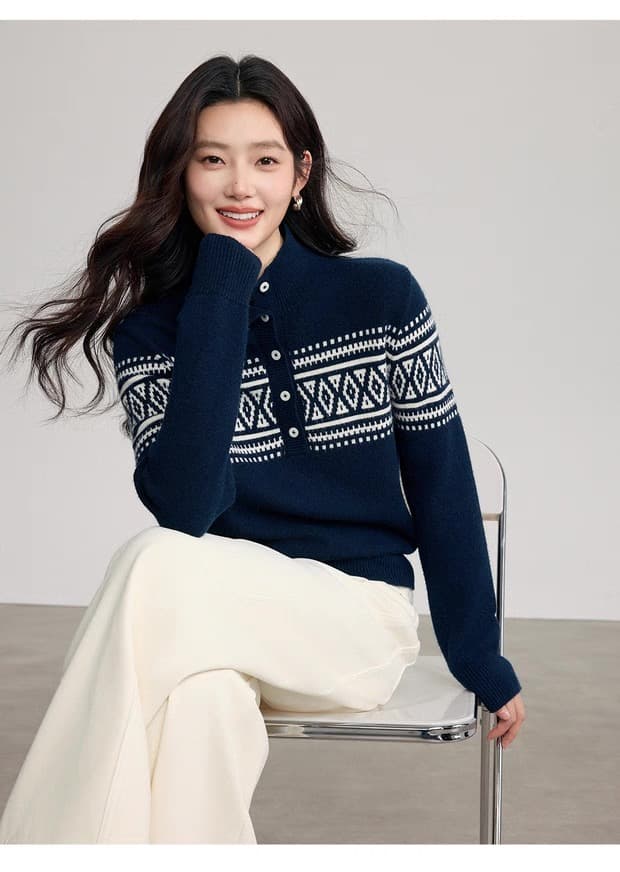 한 부서 느긋한 바람 배색 다용도 긴팔 니트 스웨터 가을 겨울철 고급 센스 착용 가져 가라. 부드러운 찹쌀 연령 감소 스웨터 상세 이미지 22