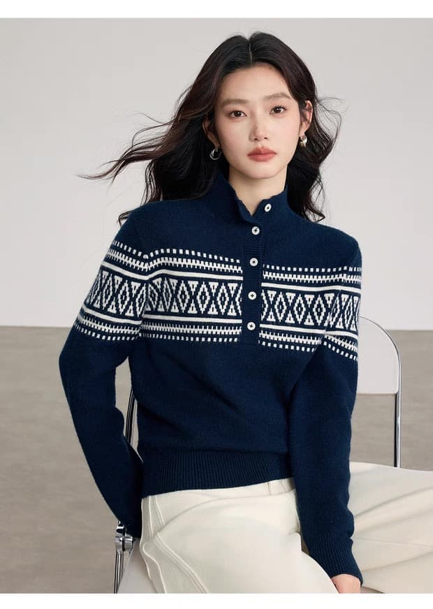 한 부서 느긋한 바람 배색 다용도 긴팔 니트 스웨터 가을 겨울철 고급 센스 착용 가져 가라. 부드러운 찹쌀 연령 감소 스웨터 상세 이미지 23