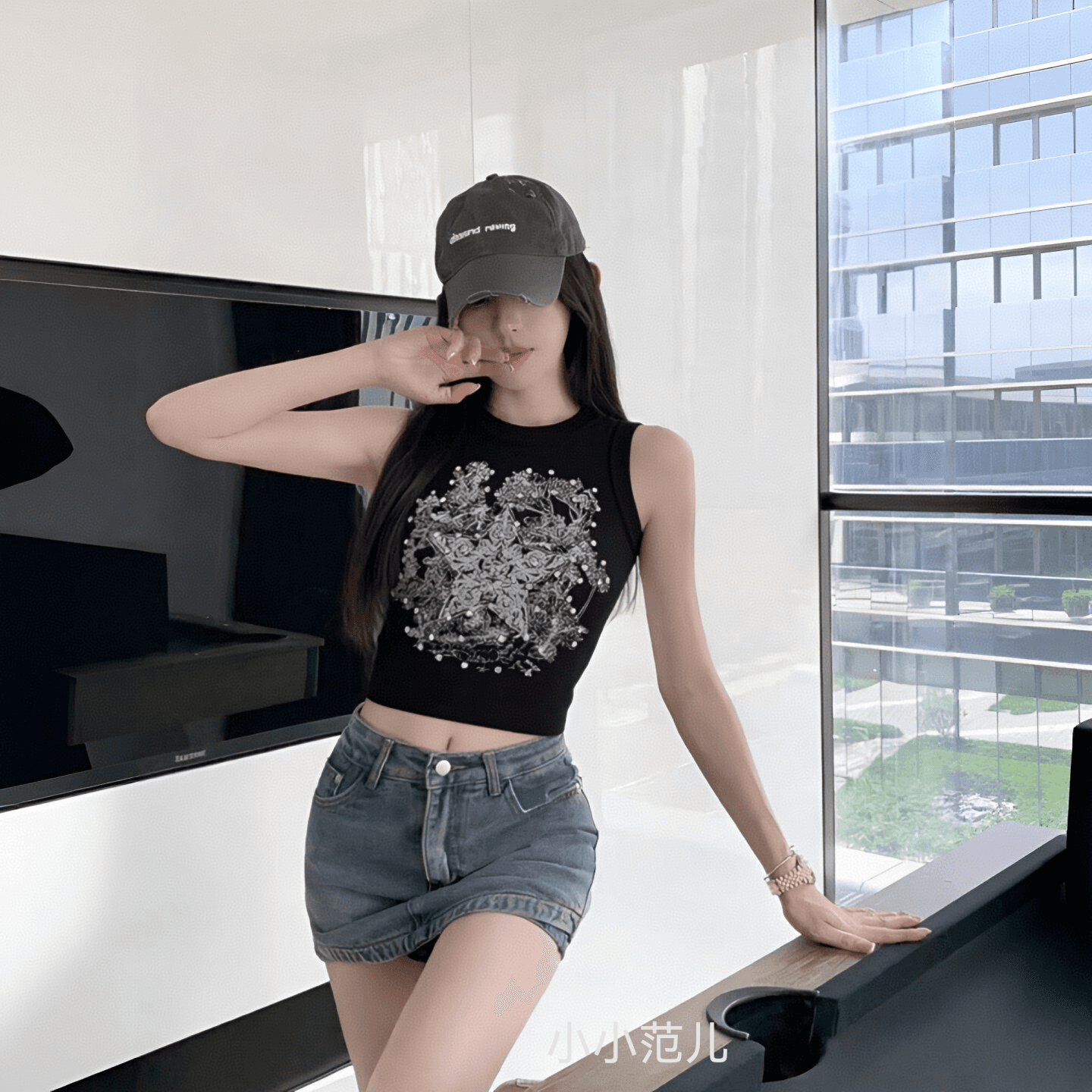 아메리칸 무거운 작업 다이아몬드 세팅 캐미솔 인사이드 가져 가라. 여름 달콤한 차가운 핫걸 외출용 운동 민소매 맨위 디자인 센스 상세 이미지 2