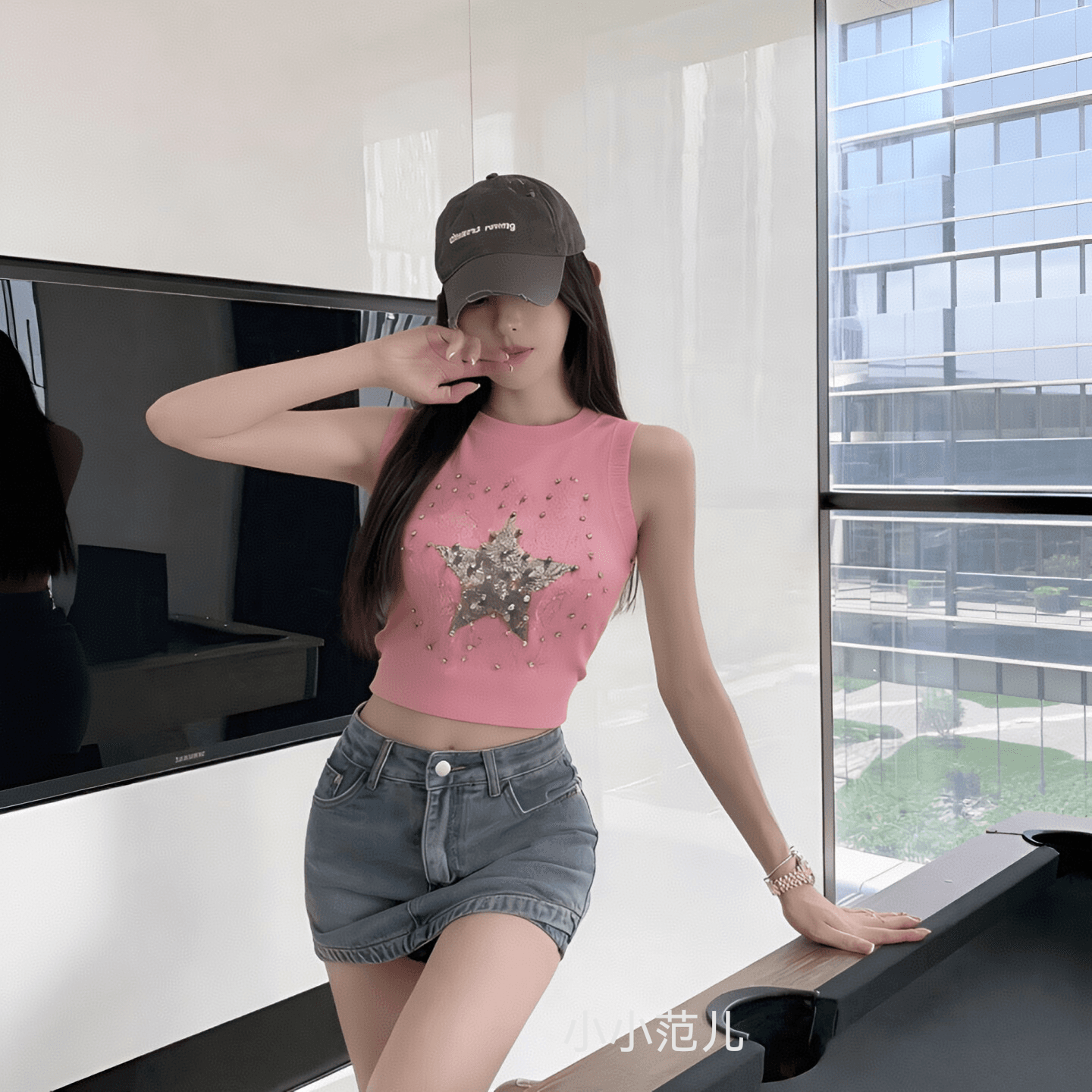 아메리칸 무거운 작업 다이아몬드 세팅 캐미솔 인사이드 가져 가라. 여름 달콤한 차가운 핫걸 외출용 운동 민소매 맨위 디자인 센스 상세 이미지 3