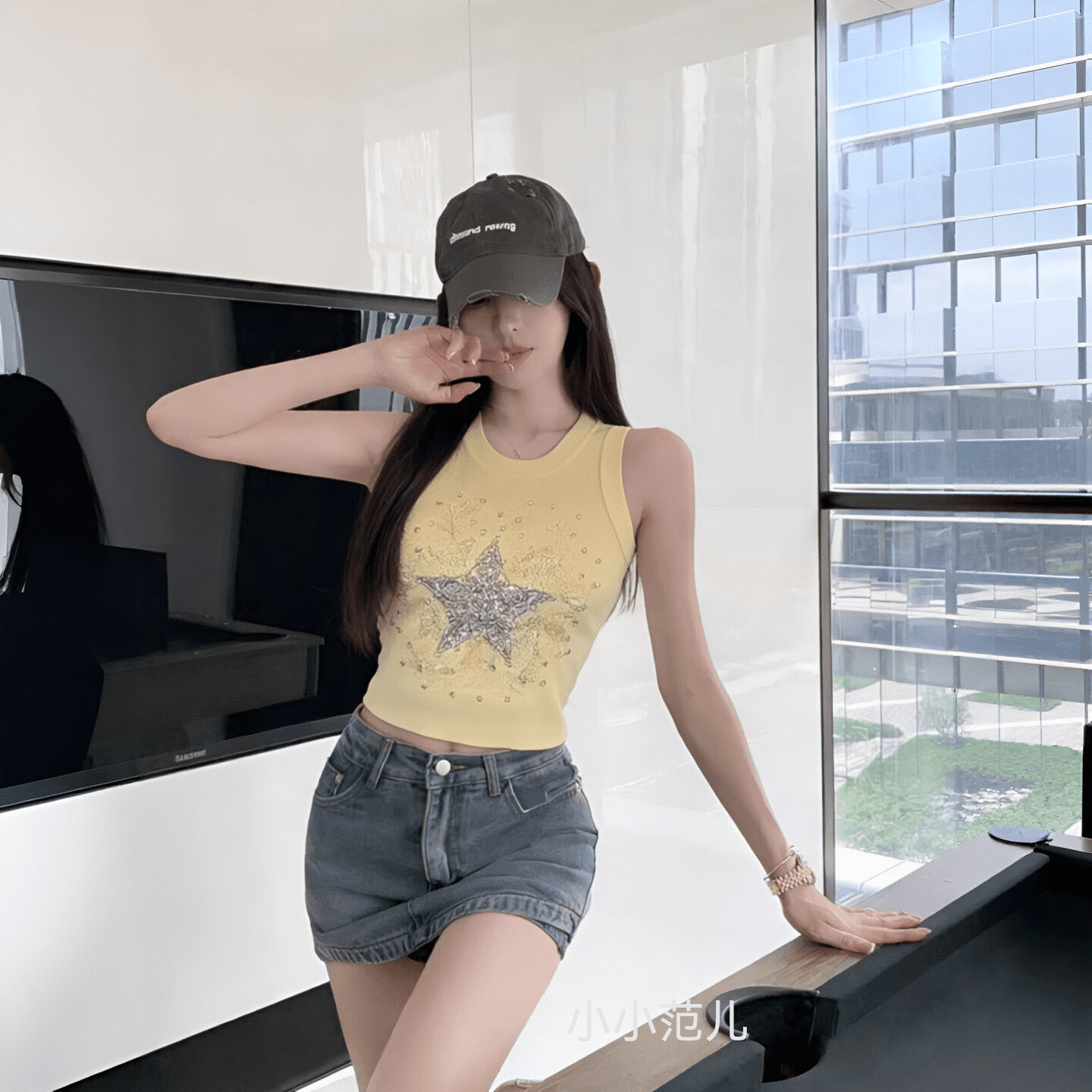 아메리칸 무거운 작업 다이아몬드 세팅 캐미솔 인사이드 가져 가라. 여름 달콤한 차가운 핫걸 외출용 운동 민소매 맨위 디자인 센스 상세 이미지 5