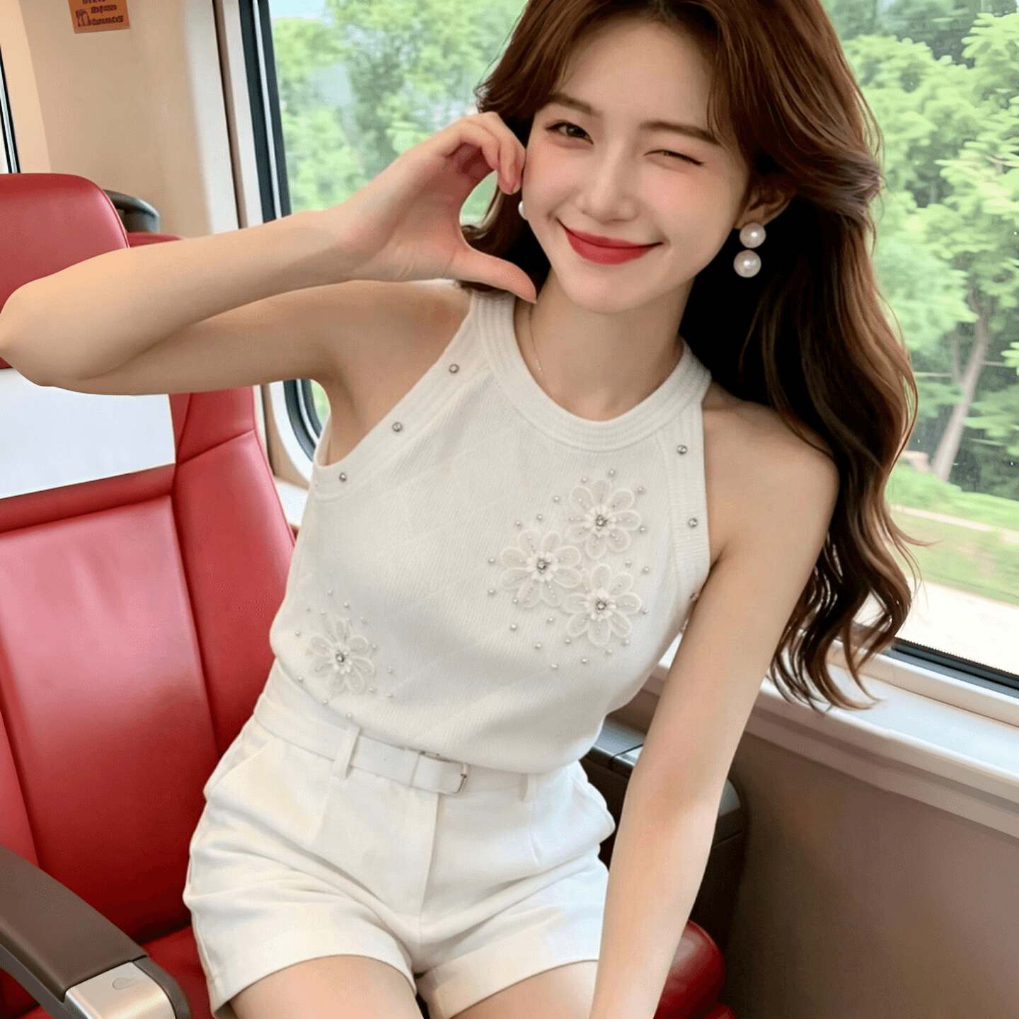 프랑스식 무거운 작업 비즈 박기 다이아몬드 세팅 3 차원 꽃 라운드 넥 민소매 니트 조끼 여성 2026 몸매 가꾸기 슬림해 보이는 쇼트 스타일 켜기