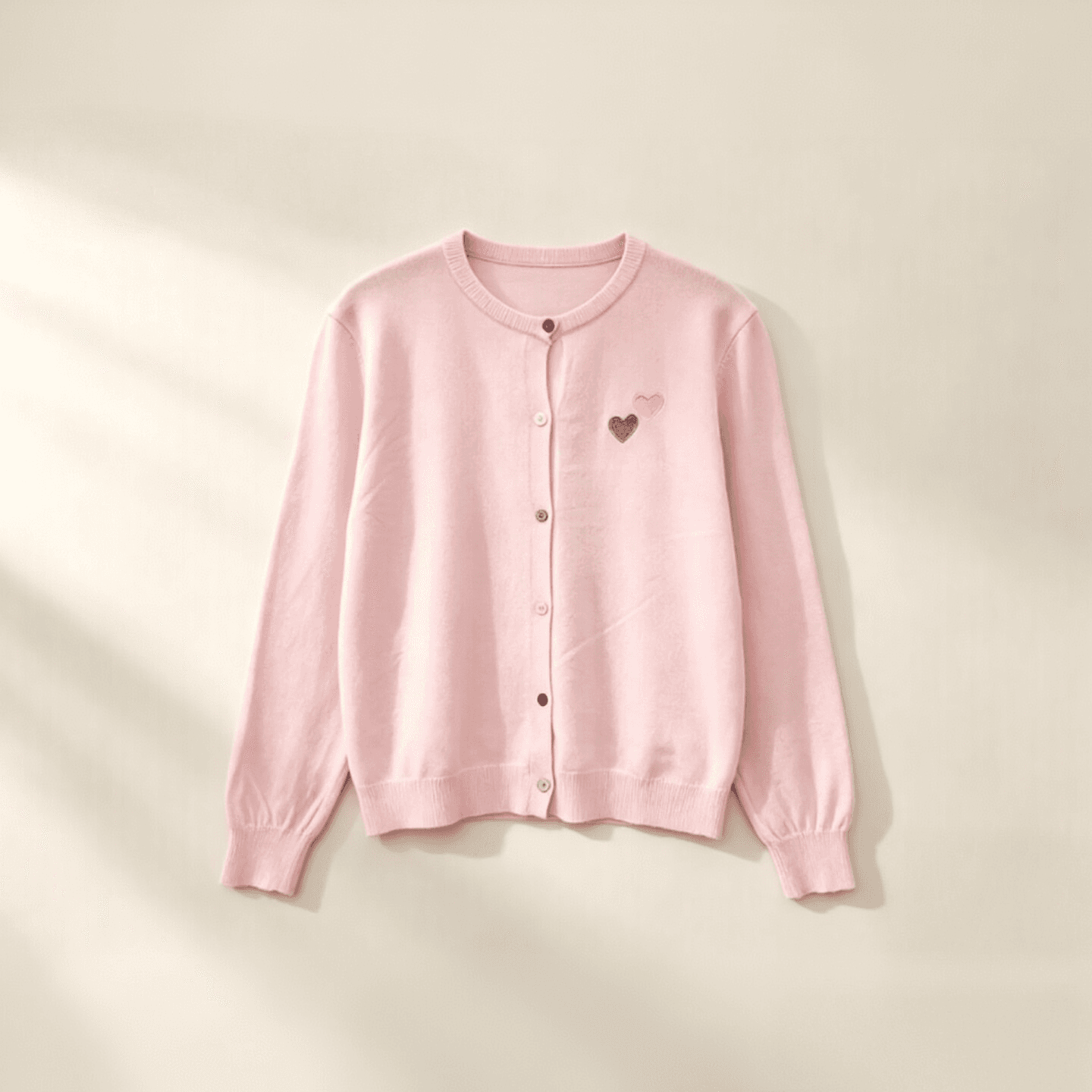 가을 달콤함 배색 하트 자수 색상 버튼 스웨터 여자 라운드 넥 니트 스웨터 오픈 가디건 루즈핏 재킷 맨위 상세 이미지 6