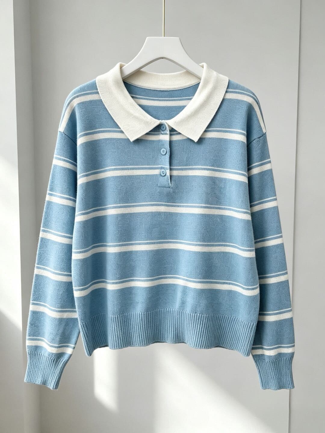 한국 스타일 디자인 센스 스트라이프 POLO 칼라 니트 스웨터 여성 긴 소매 2026 가을 겨울 새로운 다용도 몸매 가꾸기 슬림해 보이는 맨위 이미지 4