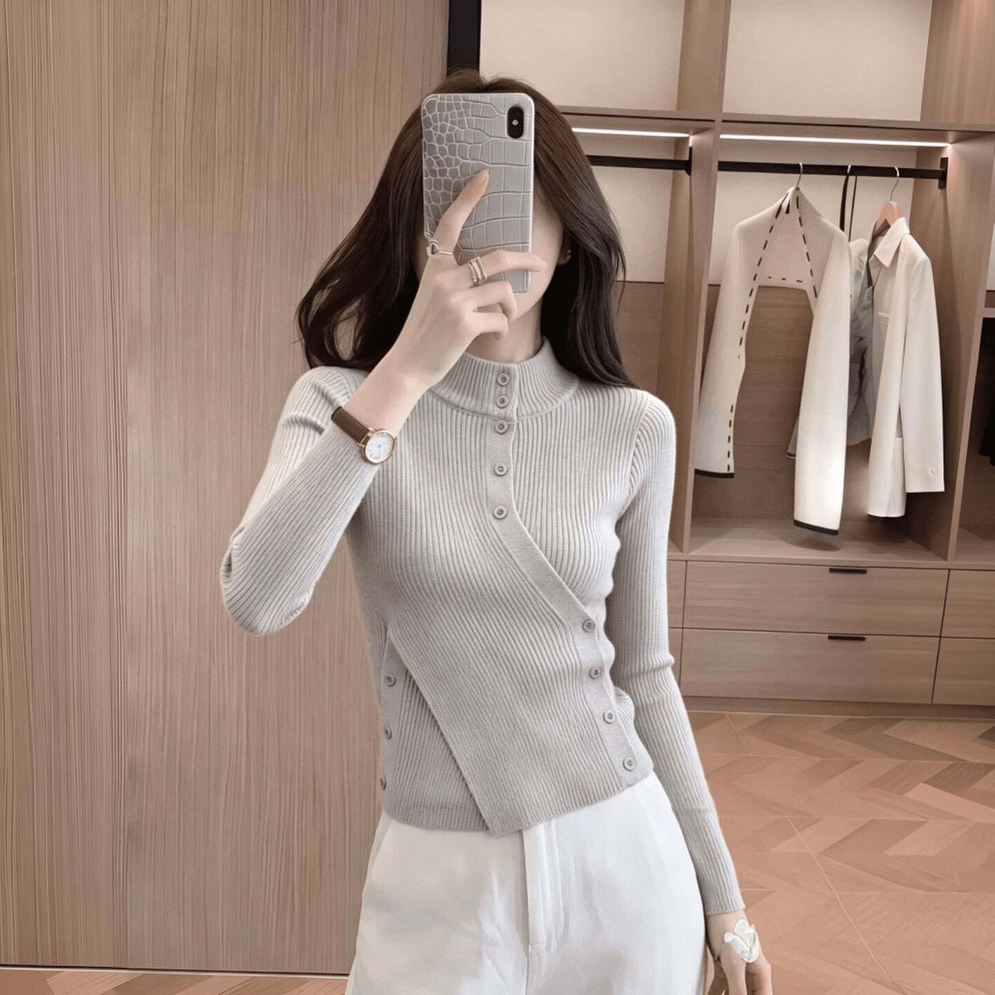 한 부서 허리 수축 작은 대중 디자인 반하이넥 만나는 니트 스웨터 패션 착용 가져 가라. 긴팔 제인 부서 여성 가을 겨울 스웨터