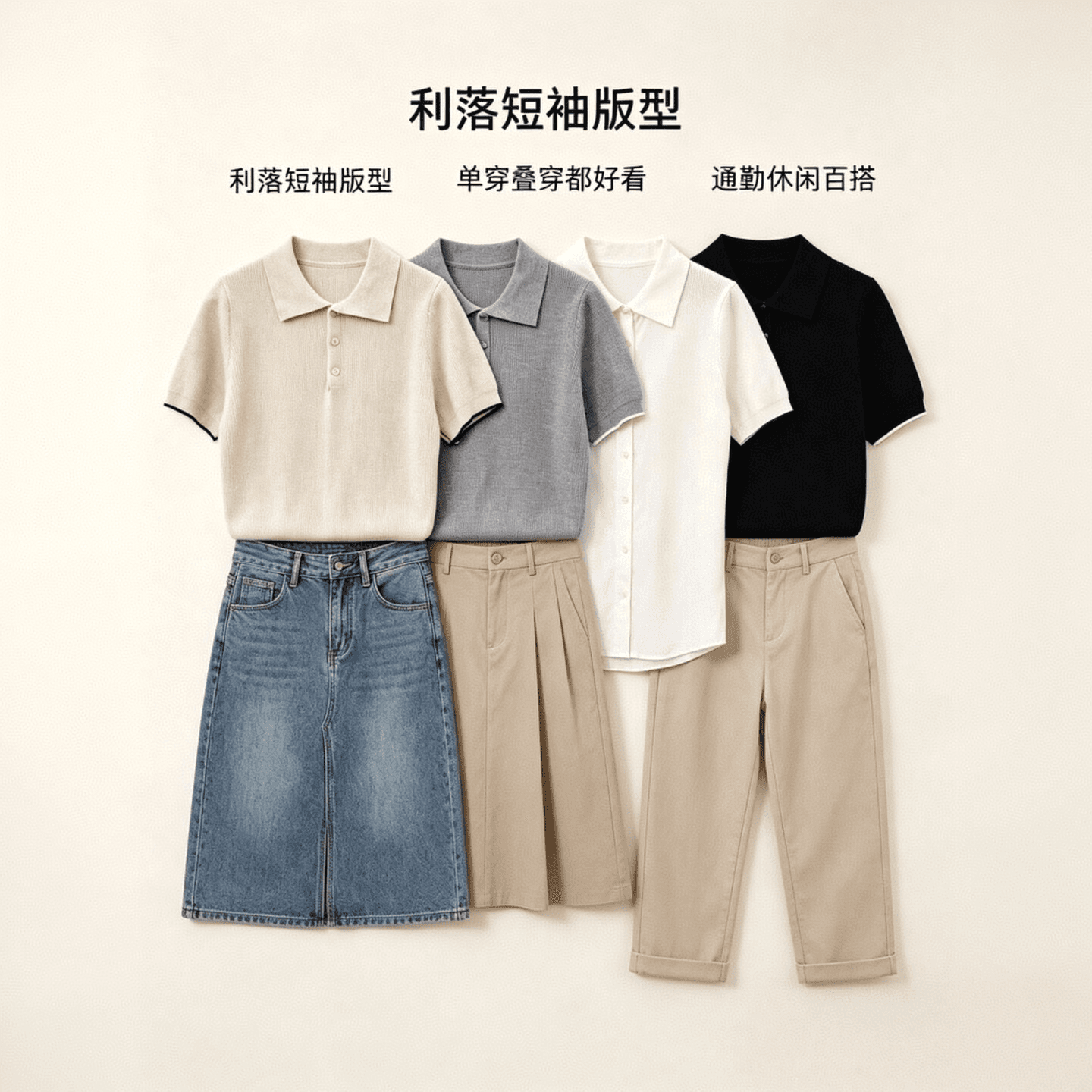 레트로 출퇴근 바람 폴로 칼라 반팔 티셔츠 여성 여름 루즈핏 니트 디자인 센스 우유 살구 색상 POLO 셔츠 맨위 서비스 상세 이미지 5