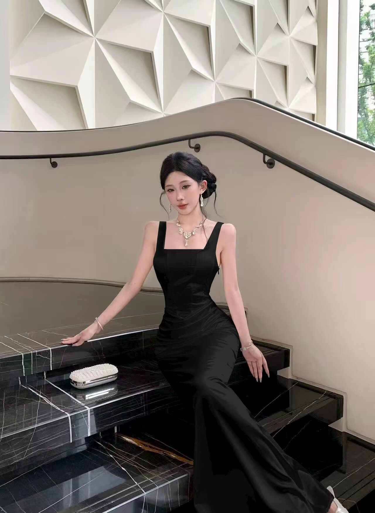 실사 정가 고급 센스 프랑스식 섹시함 새틴 예복 치마 슬립 드레스 상세 이미지 2