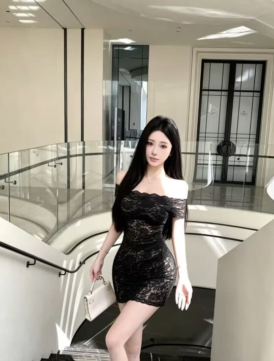 실사 정가 오프숄더 레이스 드레스 순수한 욕망 주름 허리 수축 몸매 가꾸기 슬림해 보이는 타이트 스커트 이미지 2