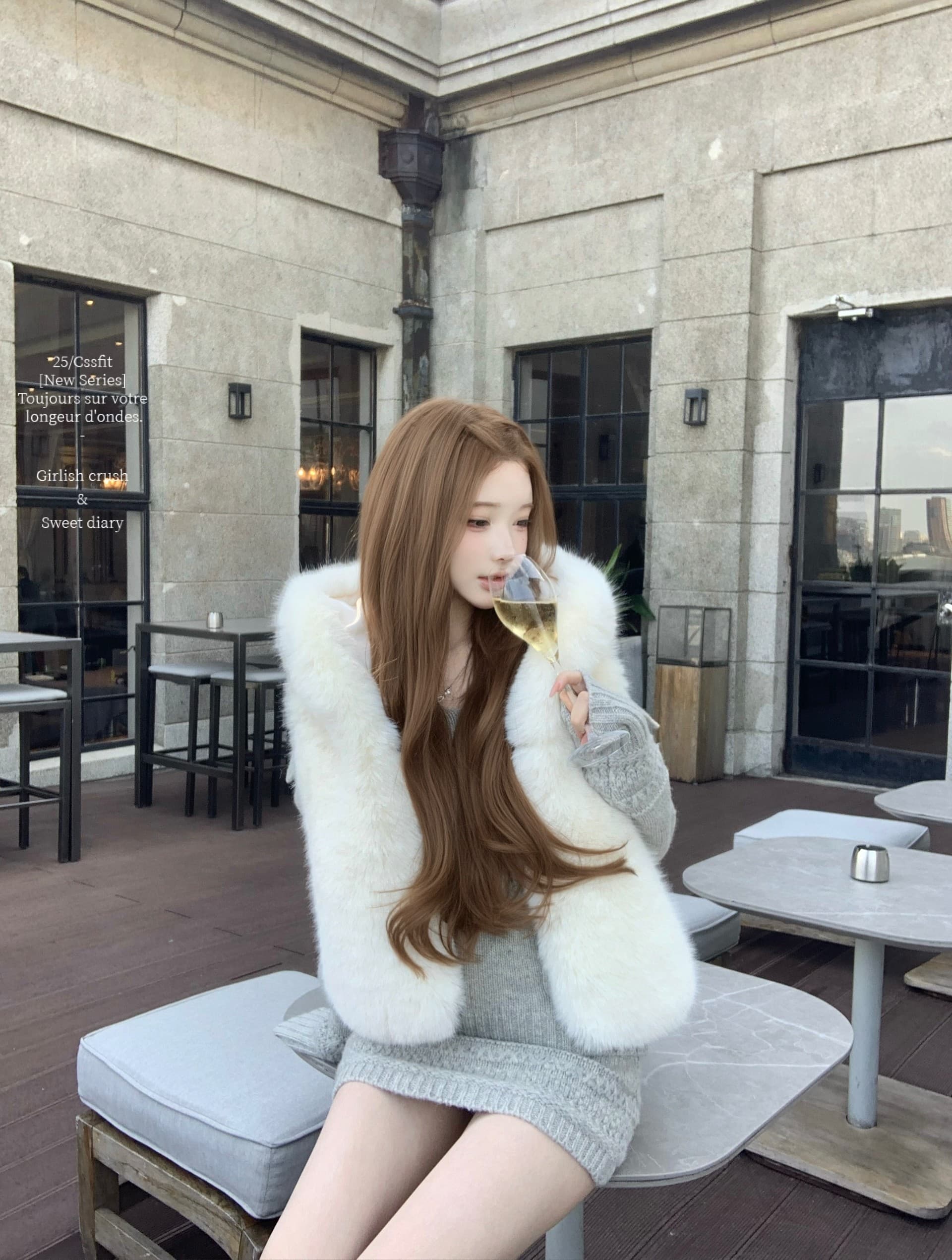 높음 지혜 감기 여성 빅 칼라 트위스트 꽃 주머니 100 양모 니트 맨위 반 스커트 세트 상세 이미지 8