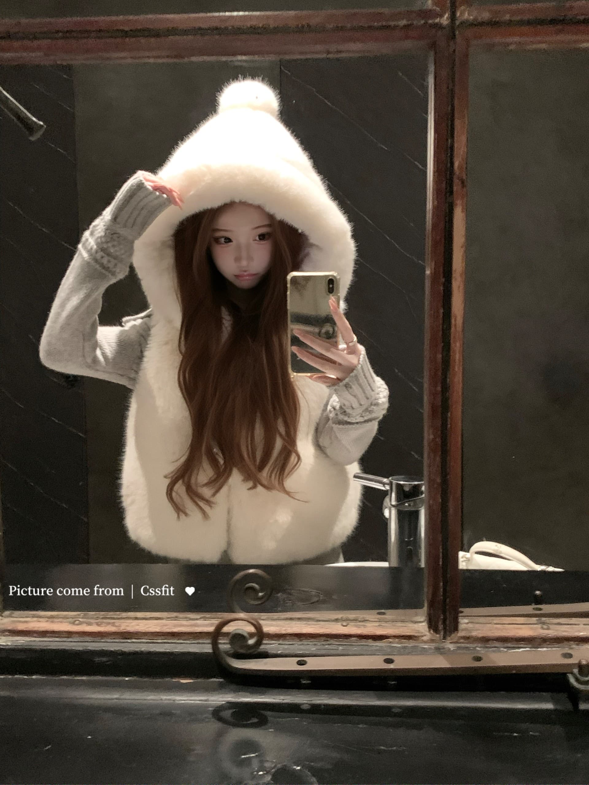 높음 지혜 감기 여성 빅 칼라 트위스트 꽃 주머니 100 양모 니트 맨위 반 스커트 세트 상세 이미지 20