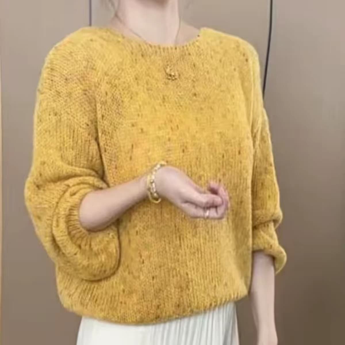 달콤함 무거운 작업 색상 실 라운드 넥 혼합 색상 니트 스웨터 여성 봄 새로운 루즈핏 슬림해 보이는 풀오버 부드러운 찹쌀 스웨터 상세 이미지 10