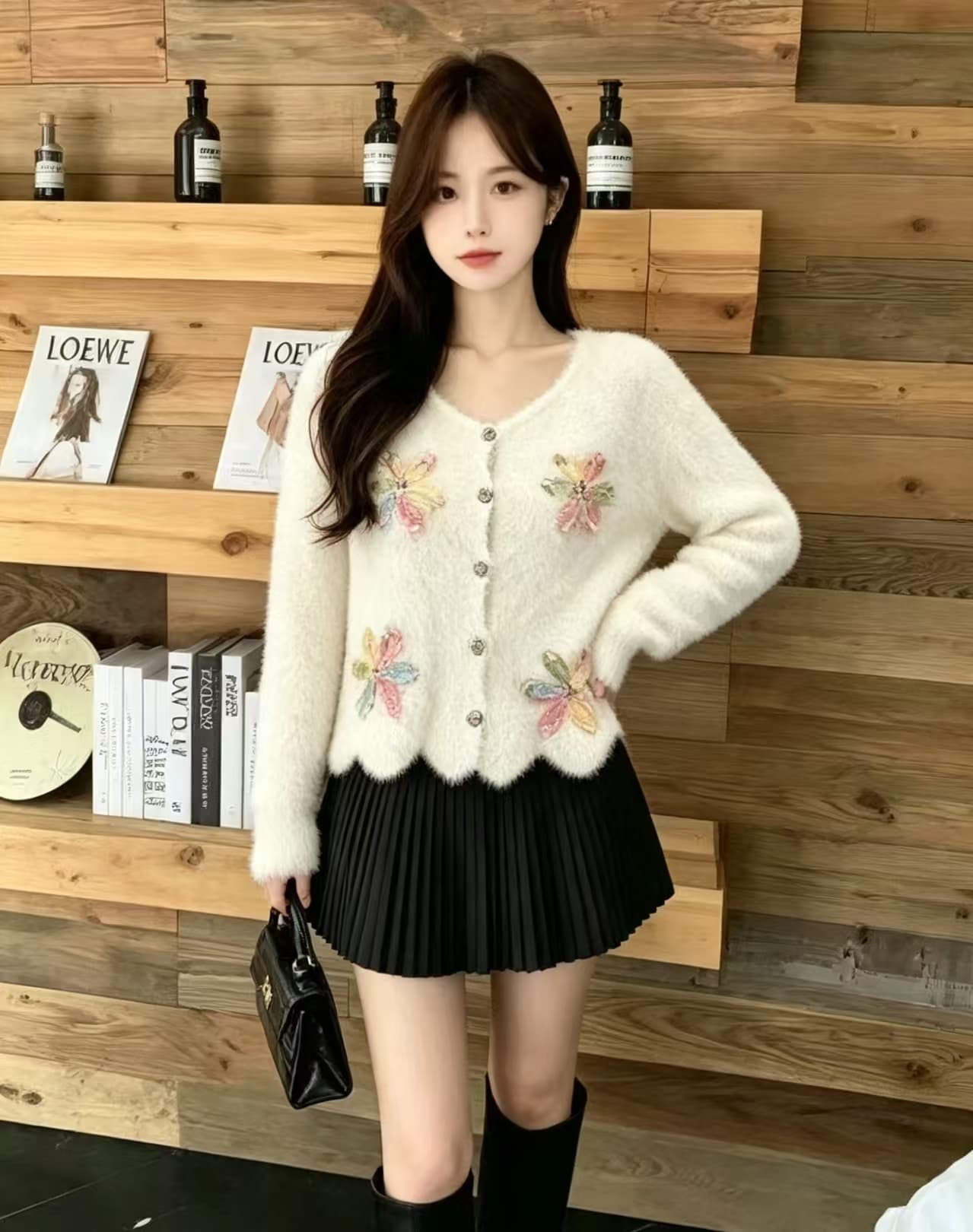 유럽 상품 무거운 작업 3 차원 꽃 니트 스웨터 오픈 가디건 스웨터 여자 2026 가을 겨울 새로운 재킷 맨위 인사이드 가져 가라. 만나는