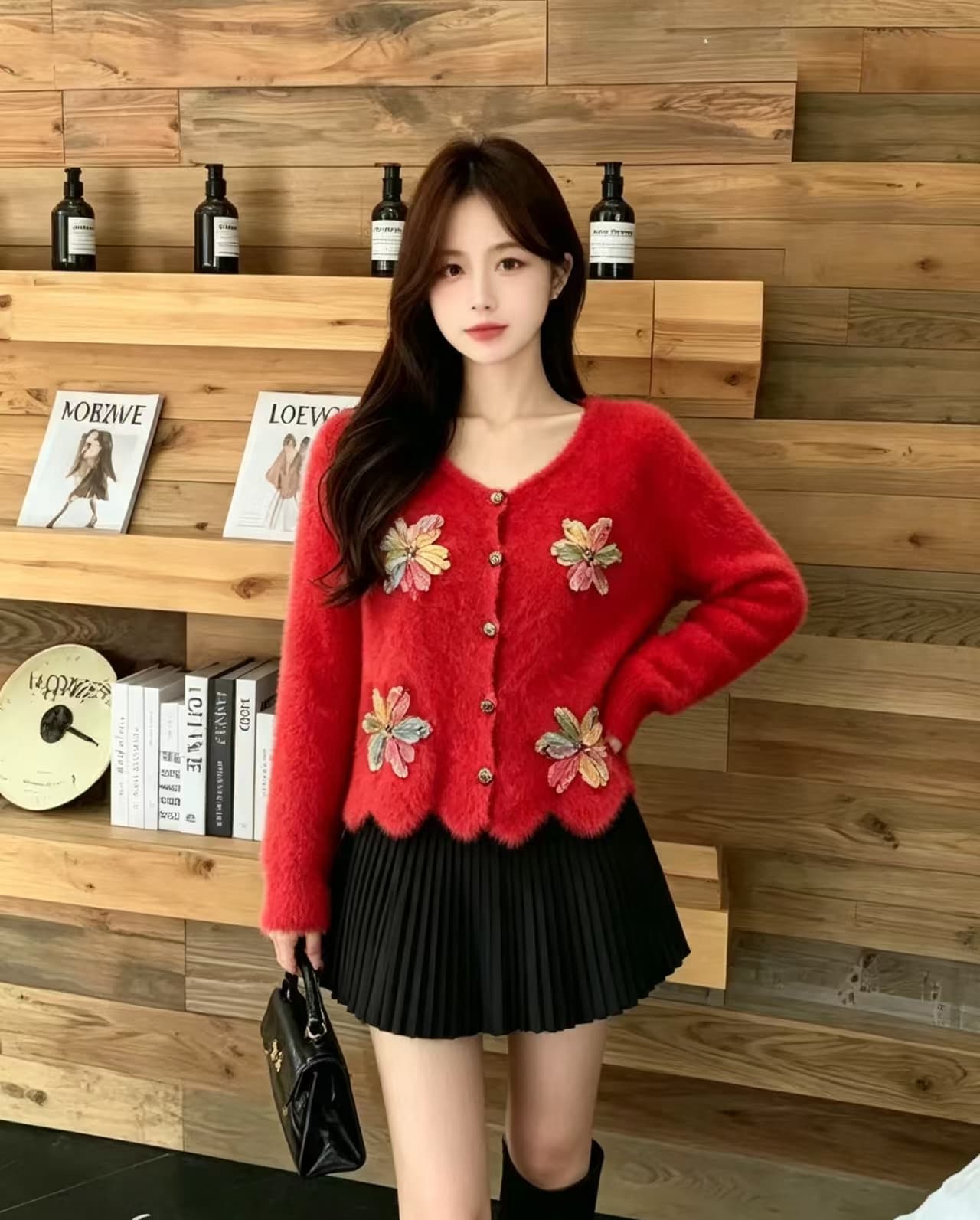 유럽 상품 무거운 작업 3 차원 꽃 니트 스웨터 오픈 가디건 스웨터 여자 2026 가을 겨울 새로운 재킷 맨위 인사이드 가져 가라. 만나는 이미지 4