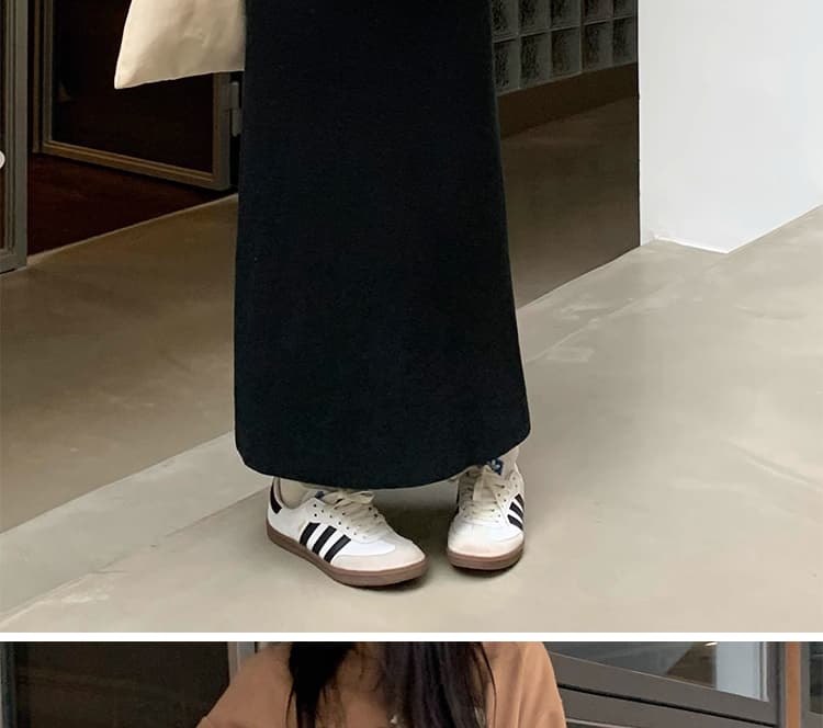 출산 착용 가을 겨울 새로운 임산부 미니멀리즘 단색 반신 스커트 캐주얼 니트 타이트 스커트 중간 길이 스커트 상세 이미지 37