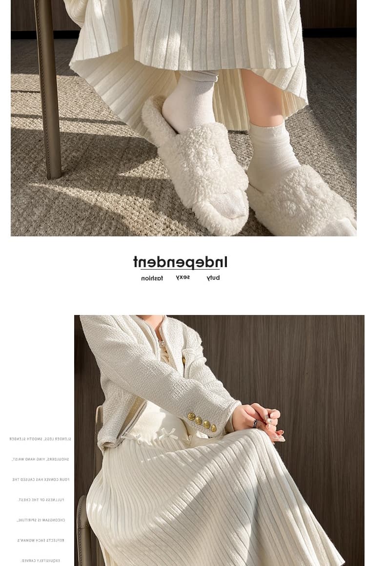 출산 착용 가을 겨울 새로운 니트 나비 매듭 캐주얼 슬림해 보이는 부드러운 찹쌀 도루 센스 없음 복부 지지 플리츠 스커트 상세 이미지 28