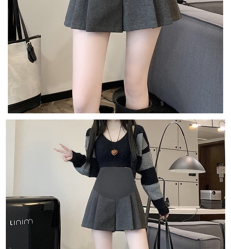 출산 착용 가을 겨울 새로운 모직 외출용 넓은 다리가 짧다. 바지 캐주얼 다용도 임산부 부츠 팬츠 한 마디 바지 상세 이미지 26