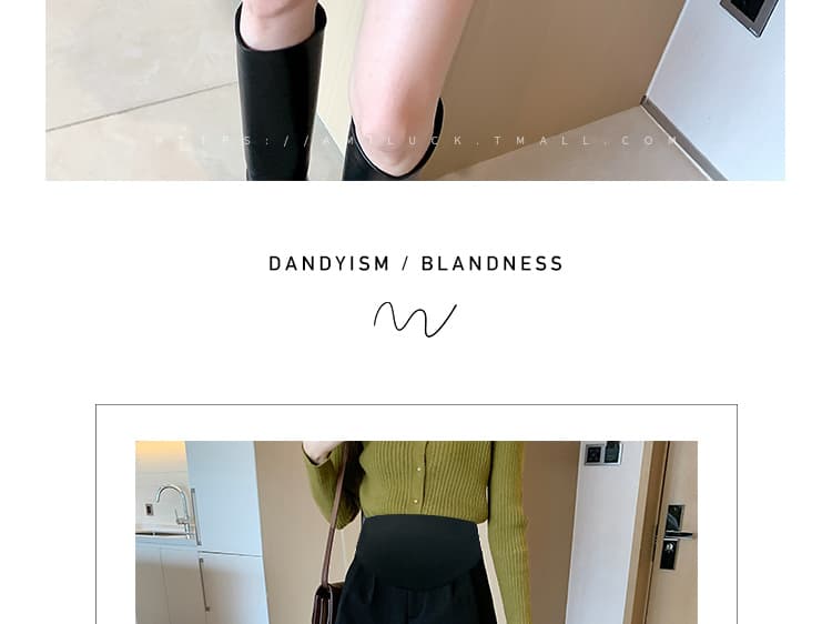 출산 착용 가을 겨울 새로운 모직 외출용 넓은 다리가 짧다. 바지 캐주얼 다용도 임산부 부츠 팬츠 한 마디 바지 상세 이미지 42