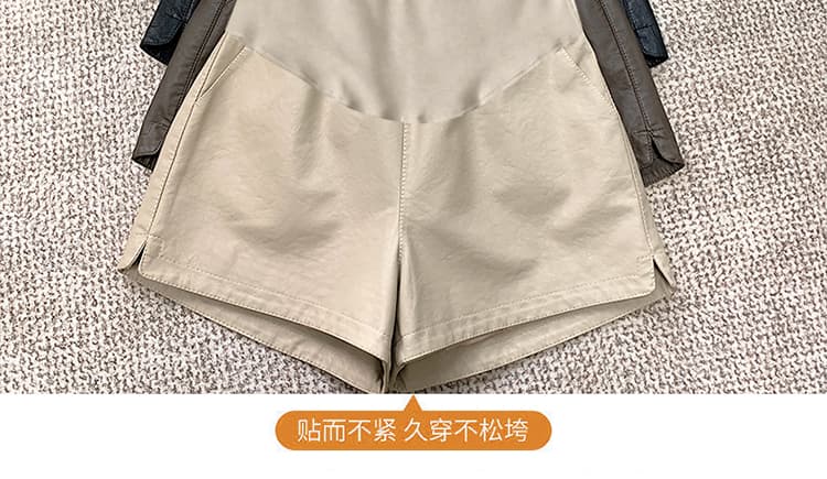 출산 착용 2026 새로운 임산부 pu 국방 진짜 가죽 반바지 고급 부드럽다 캐주얼 넓은 다리 부츠 팬츠 상세 이미지 15