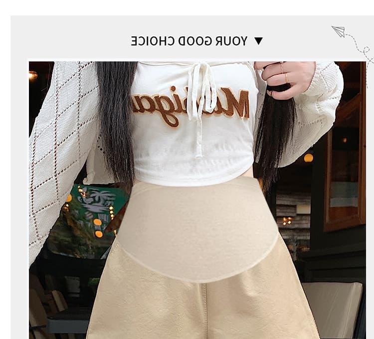 출산 착용 2026 새로운 임산부 pu 국방 진짜 가죽 반바지 고급 부드럽다 캐주얼 넓은 다리 부츠 팬츠 상세 이미지 32