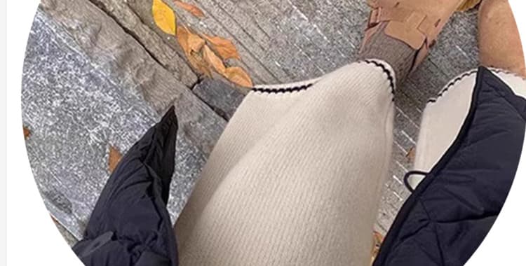 임산부 바지 가을 겨울 새로운 니트 배색 스트레이트 와이드 레그 팬츠 캐주얼 없음 복부 지지 작은 키 9부 바지 상세 이미지 46