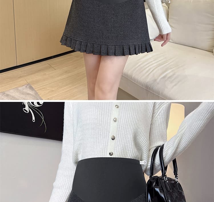출산 착용 가을 겨울 새로운 무거운 작업 플리츠 아세트산 모직 프릴 높은 품질 반신 스커트 상세 이미지 20