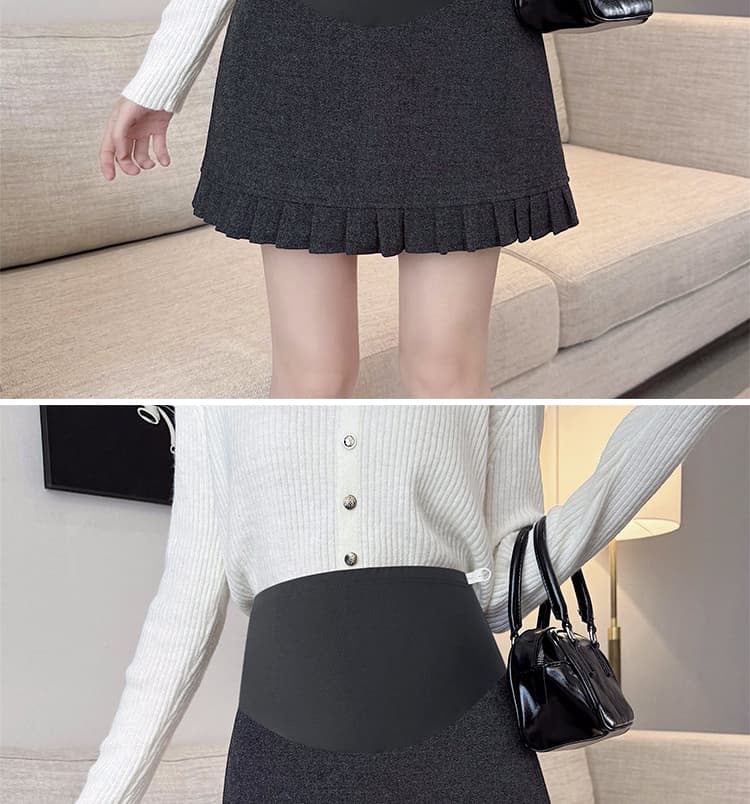 출산 착용 가을 겨울 새로운 무거운 작업 플리츠 아세트산 모직 프릴 높은 품질 반신 스커트 상세 이미지 21