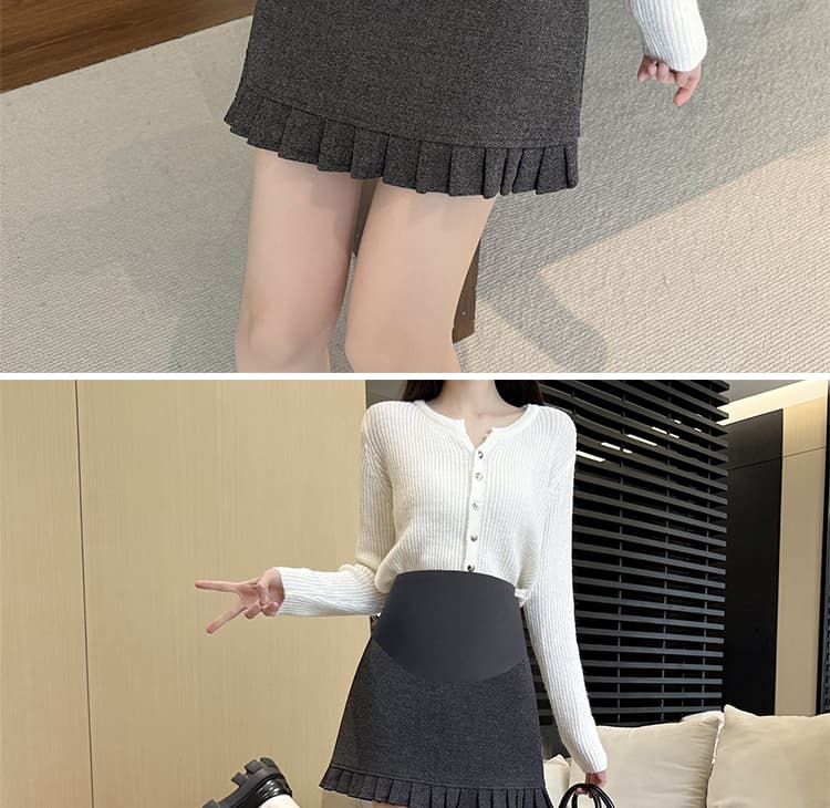 출산 착용 가을 겨울 새로운 무거운 작업 플리츠 아세트산 모직 프릴 높은 품질 반신 스커트 상세 이미지 26