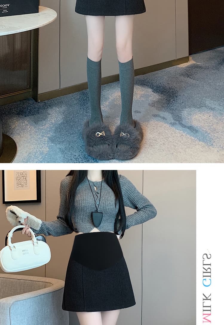 출산 착용 가을 겨울 새로운 아세트산 모직 높은 품질 반신 스커트 캐주얼 다용도 타이트 스커트 상세 이미지 28