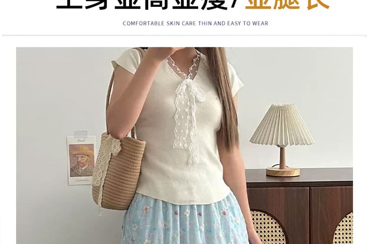 임산부 없음 복부 지지 여름 새로운 자수 파란색 도루 센스 품격 반신 스커트 슬림해 보이는 중간 길이 캐주얼 치마 상세 이미지 6