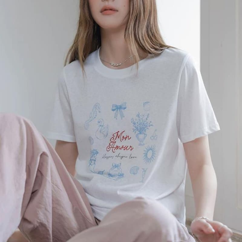 임산부 새로운 순면 프린트 티셔츠 9 포인트 캐주얼 와이드 레그 팬츠 여름 얇은 스타일 루즈핏 슬림해 보이는 넓은 다리 풍선 바지 이미지 2