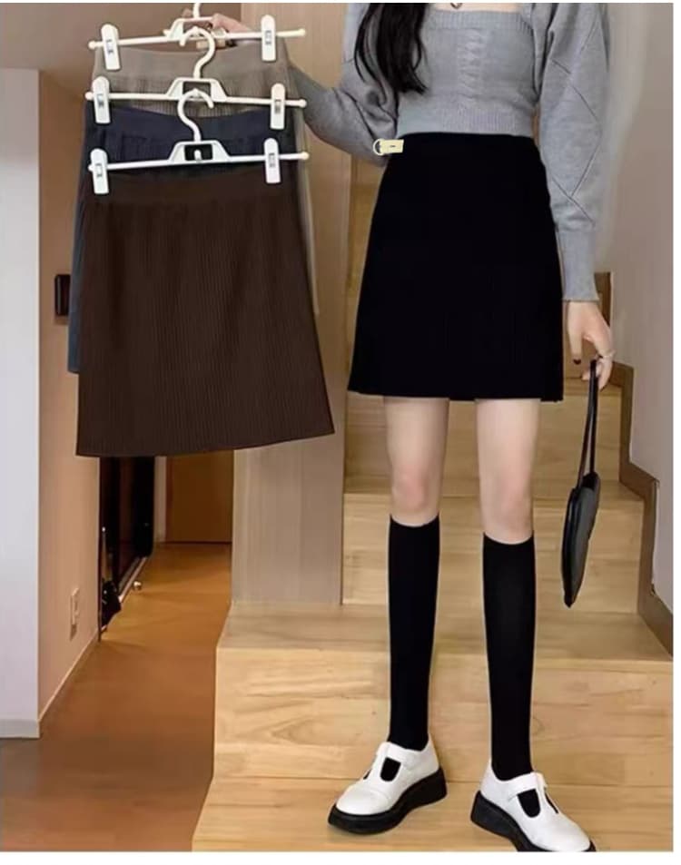 2026 출산 착용 가을 겨울 새로운 임산부 반신 스커트 캐주얼 니트 구덩이 기사 미니 스커트 타이트 스커트 상세 이미지 20