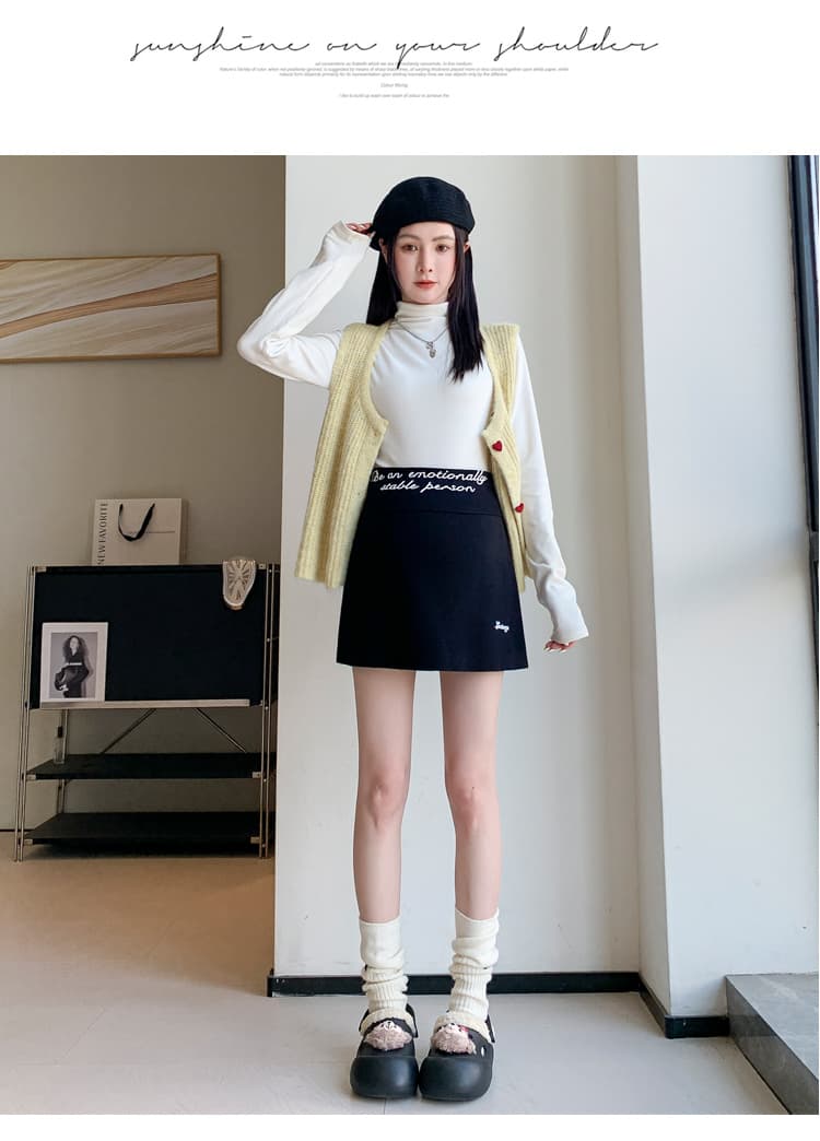 2026 출산 착용 가을 겨울 새로운 임산부 반신 스커트 캐주얼 니트 자수 미니 스커트 타이트 스커트 상세 이미지 39