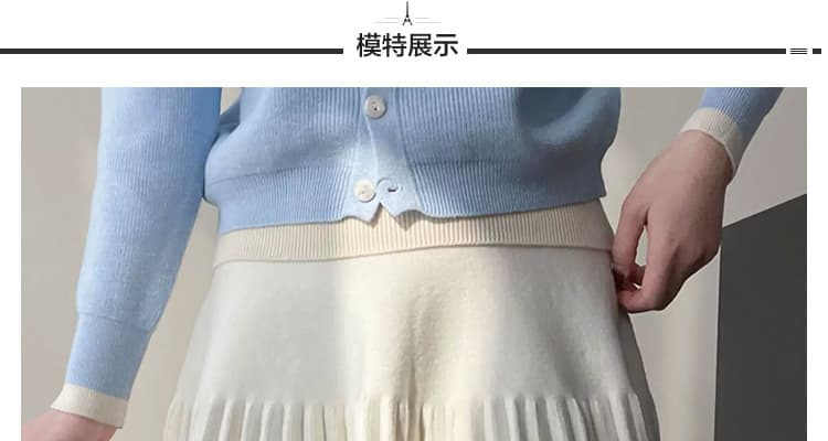 출산 착용 가을 겨울 새로운 니트 털실 반신 스커트 캐주얼 슬림해 보이는 플리츠 한 마디 미니 스커트 미니멀리즘 상세 이미지 24