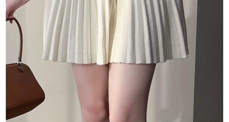 출산 착용 가을 겨울 새로운 니트 털실 반신 스커트 캐주얼 슬림해 보이는 플리츠 한 마디 미니 스커트 미니멀리즘 상세 이미지 25