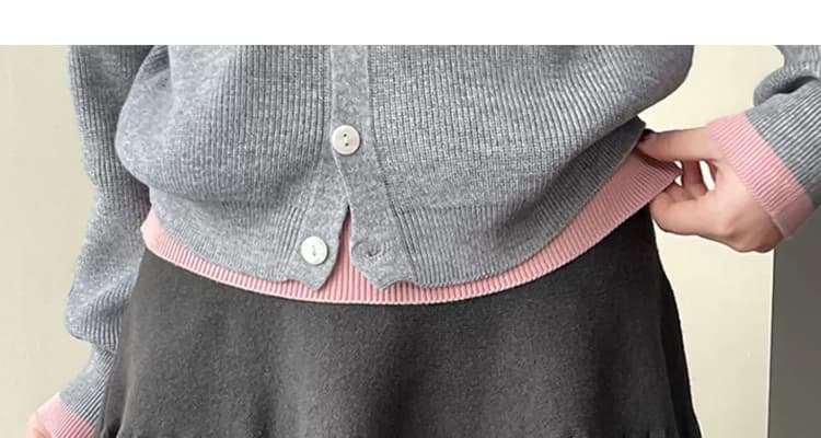 출산 착용 가을 겨울 새로운 니트 털실 반신 스커트 캐주얼 슬림해 보이는 플리츠 한 마디 미니 스커트 미니멀리즘 상세 이미지 40