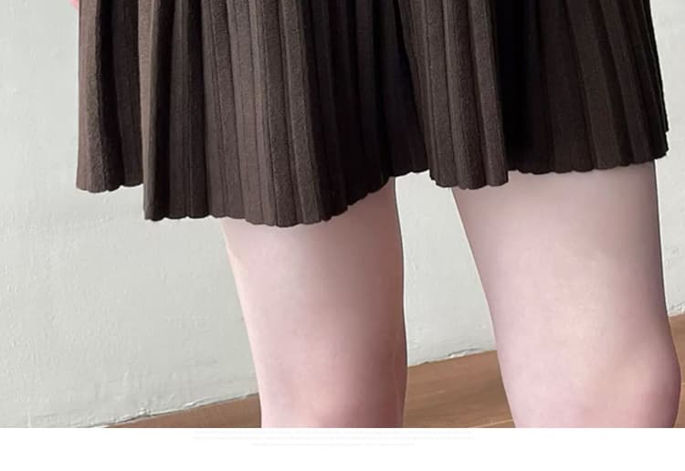 출산 착용 가을 겨울 새로운 니트 털실 반신 스커트 캐주얼 슬림해 보이는 플리츠 한 마디 미니 스커트 미니멀리즘 상세 이미지 56