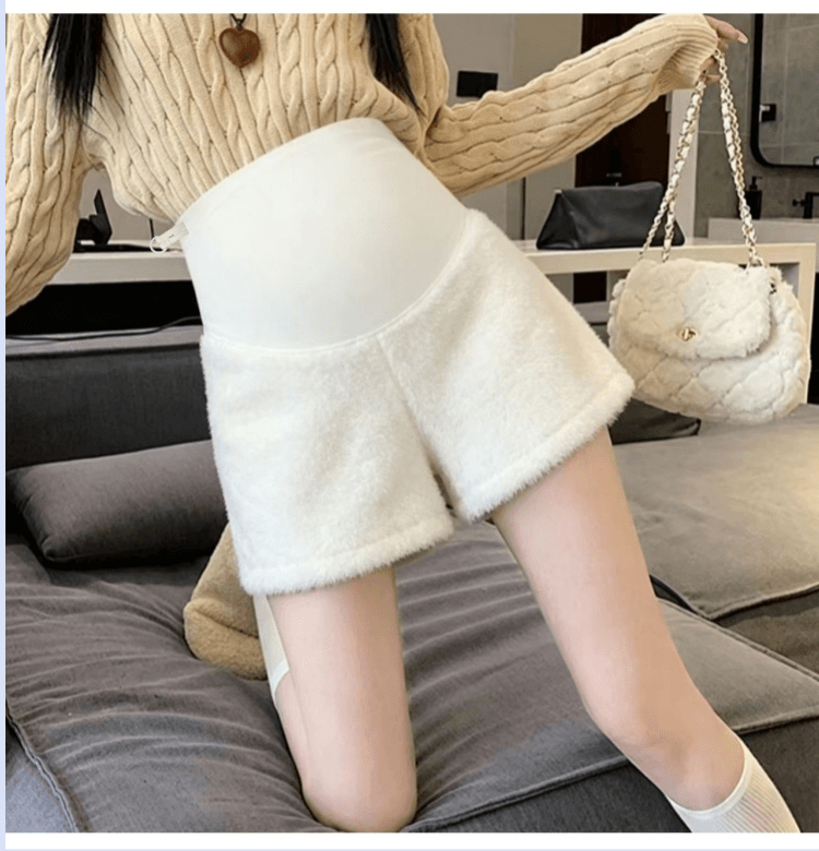 지금 출산 착용 가을 겨울 새로운 털 서클 플러시 반바지 캐주얼 다용도 임산부 부츠 팬츠 넓은 다리가 짧다. 바지 상세 이미지 10