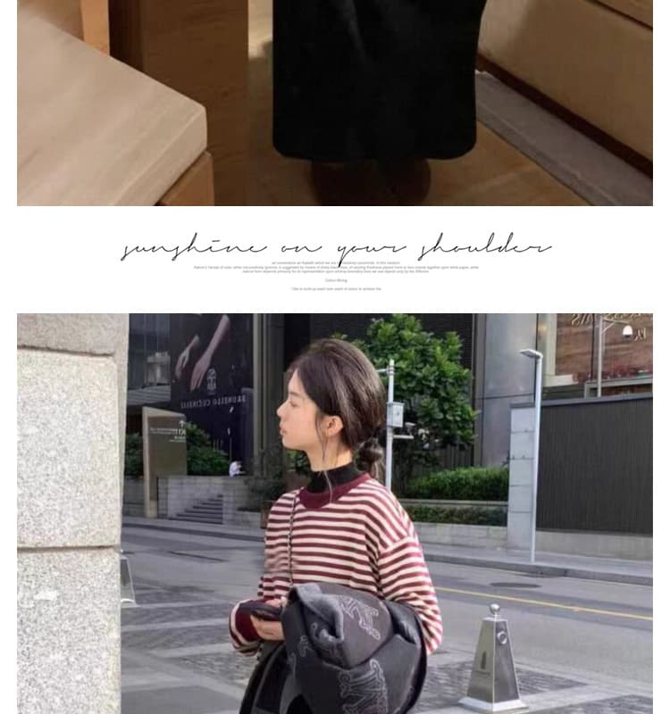 출산 착용 가을 겨울 새로운 임산부 미니멀리즘 단색 이후 트임 반신 스커트 캐주얼 니트 타이트 스커트 중간 길이 스커트 상세 이미지 19