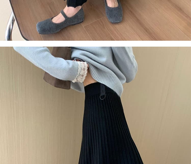 출산 착용 가을 겨울 새로운 임산부 단색 플리츠 반신 스커트 캐주얼 표지 고기 슬림해 보이는 하이웨이스트 니트 중간 길이 스커트 상세 이미지 40