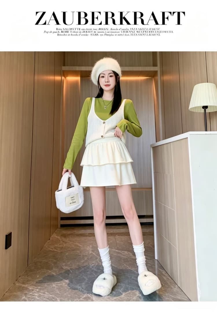 새로운 2026 출산 착용 가을 겨울 새로운 니트 없음 복부 지지 수 있습니다. 조정 반신 스커트 캐주얼 슬림해 보이는 케이크 드레스 상세 이미지 17