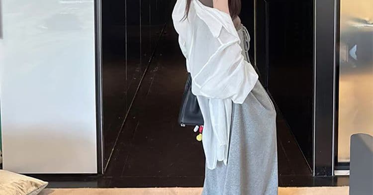 지금 임산부 느긋한 바람 회색 펌프 로프 도루 가을 센스 반신 스커트 봄 가을 한 부서 하이웨이스트 슬림해 보이는 한 마디 롱 스커트 상세 이미지 34