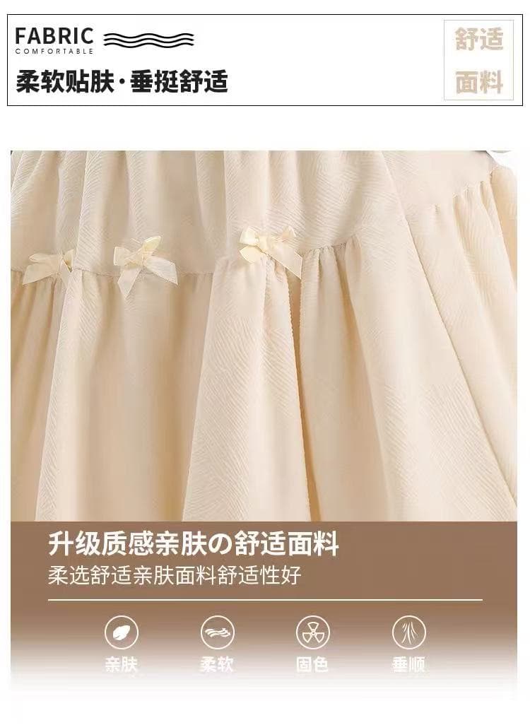 출산 스커트 나비 매듭 스웨이드 원단 꽃밭 치마 가을 겨울철 2026 새로운 퍼프 스커트 달콤한 스타일 연령 감소 반신 스커트 상세 이미지 6