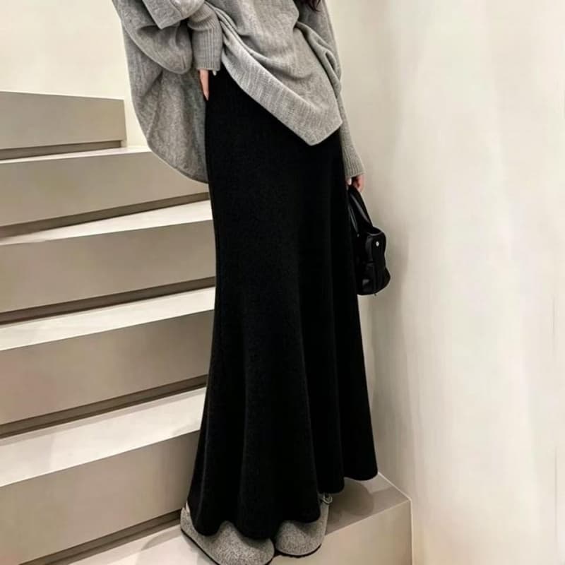 출산 착용 봄 가을 높은 품질 두꺼운 모달 면 도루 센스 반신 스커트 미니멀리즘 없음 복부 지지 인어 꼬리 스커트 이미지 5