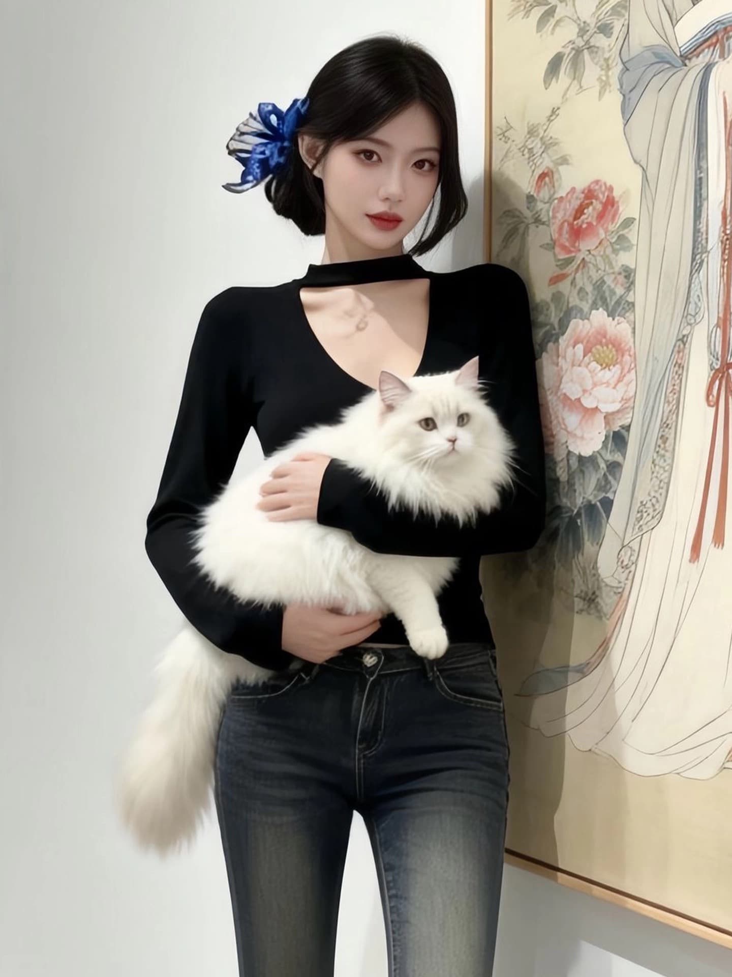 핫걸 착용 가져 가라. 고유 한 슈퍼 잘 생긴 검정색 몸매 가꾸기 슬림해 보이는 긴팔 티셔츠 여성 가을 겨울철 작은 대중 아니요 명중 섹션 맨위 이미지 3