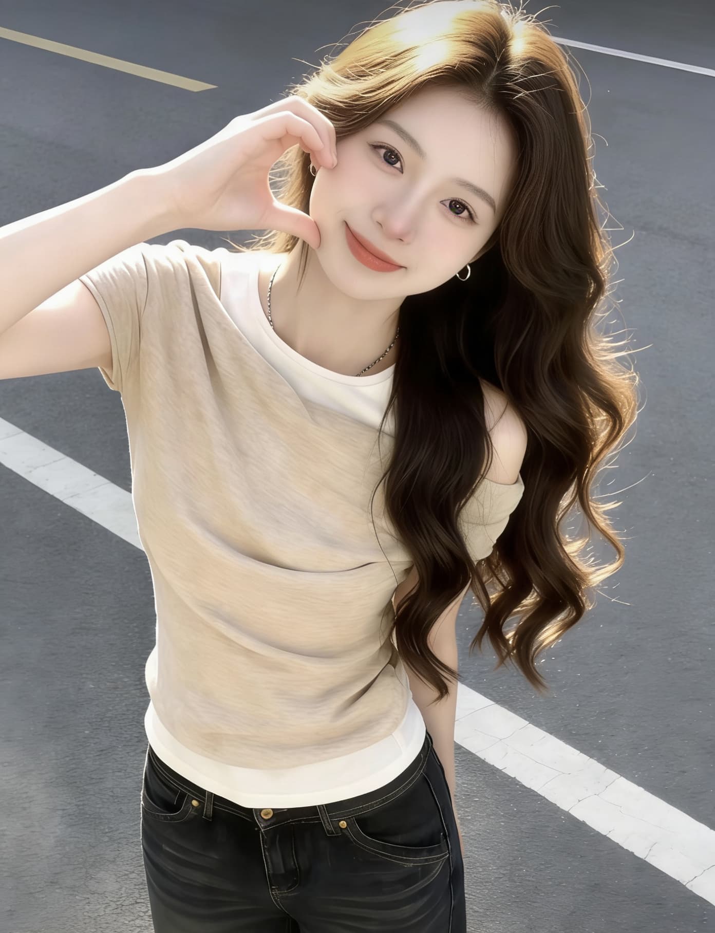 한 부서 페이크 레이어드 오프숄더 반팔 티셔츠 여성 비대칭 디자인 센스 핫걸 슬림해 보이는 Chic 맨위 이미지 3