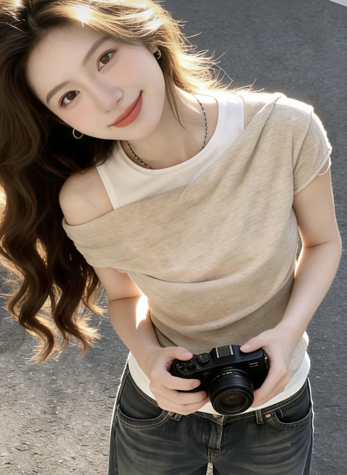 한 부서 페이크 레이어드 오프숄더 반팔 티셔츠 여성 비대칭 디자인 센스 핫걸 슬림해 보이는 Chic 맨위 상세 이미지 6