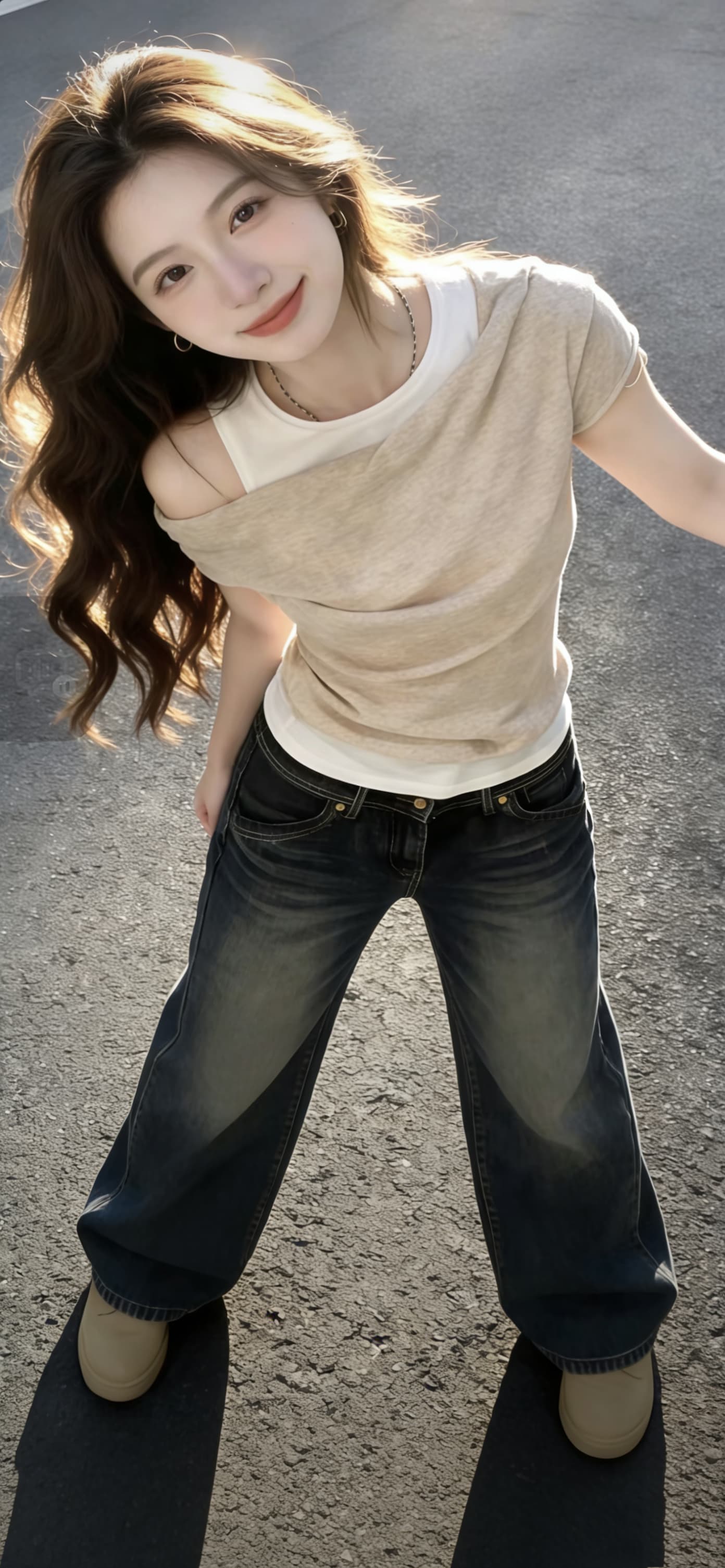 한 부서 페이크 레이어드 오프숄더 반팔 티셔츠 여성 비대칭 디자인 센스 핫걸 슬림해 보이는 Chic 맨위 상세 이미지 8