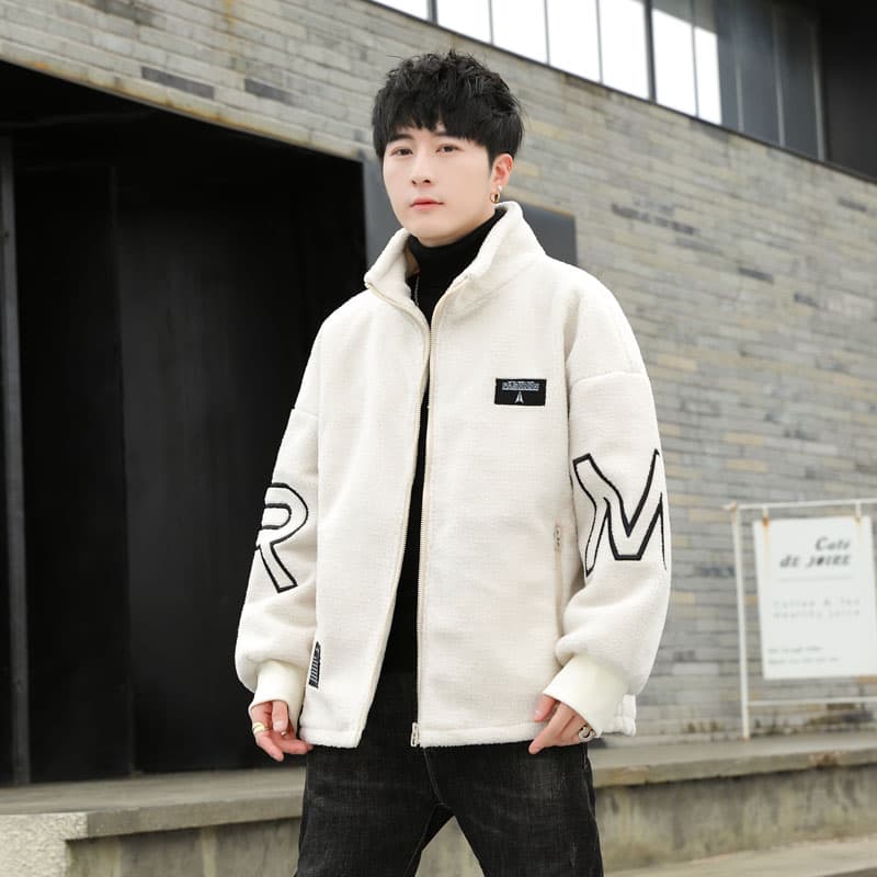 겨울 양털 플리스 보온 재킷 면 옷 남자 털이 있고 두꺼운 플리스 패션 항구 바람 재킷 이미지 5
